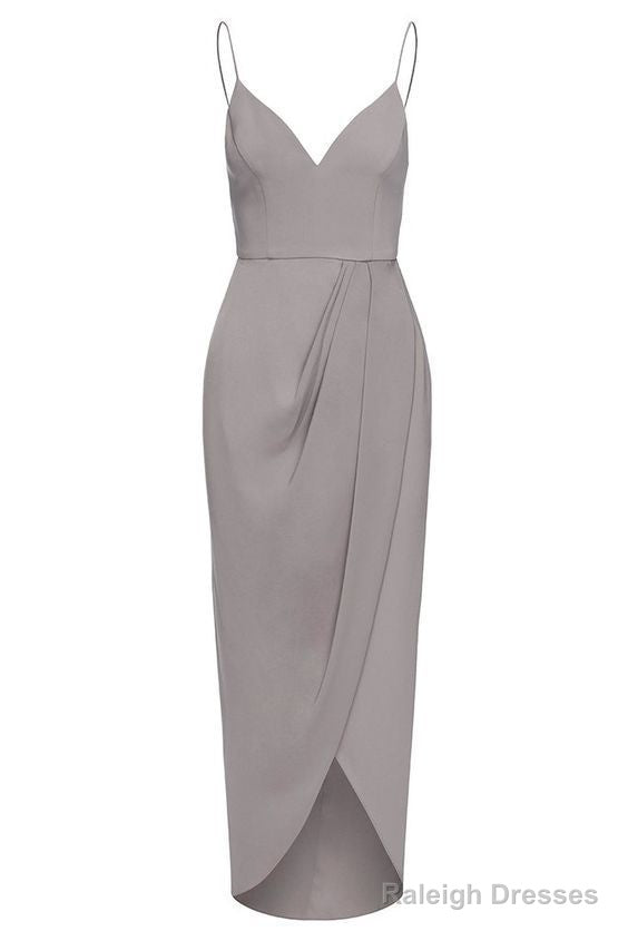 Straps V Neck Gray Prom Dress