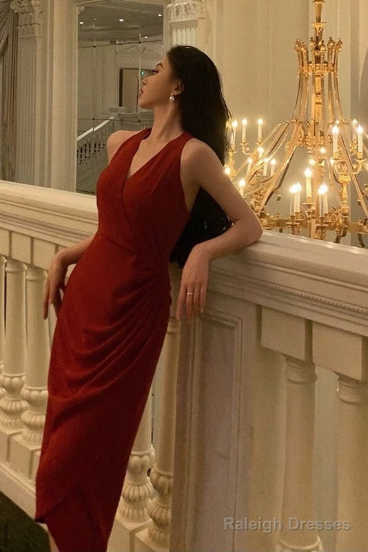 Stunning A Line V Neckline Sleeveless Red Date Night Dress Prom Dresses Birthday Party Outfit Secondary image