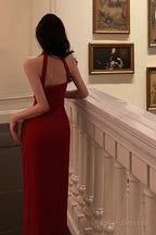 Stunning A Line V Neckline Sleeveless Red Date Night Dress Prom Dresses Birthday Party Outfit