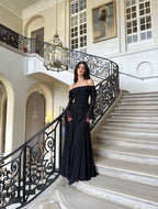 Stunning Black Off-The-Shoulder Mermaid Prom Dresses Birthday Outfits