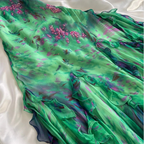 Stunning Green Double-Layered Flying Sleeves And Swaying Neck Chiffon Formal Prom Dress
