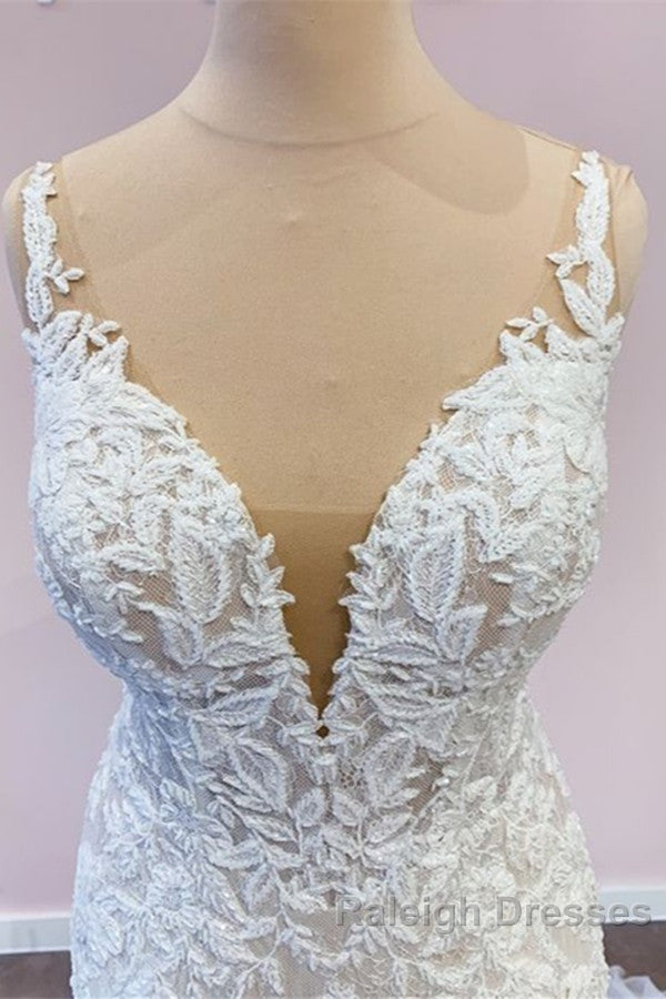 Stunning Long A Line Tulle Sweetheart Appliques Lace Wedding Dresses
