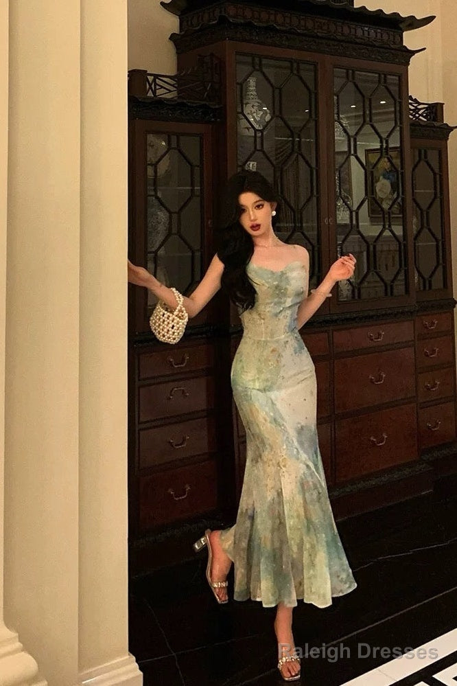 Stunning Mermaid Spaghetti Straps Green Lace Date Night Dresses Prom Dress Birthday Prom Outfit