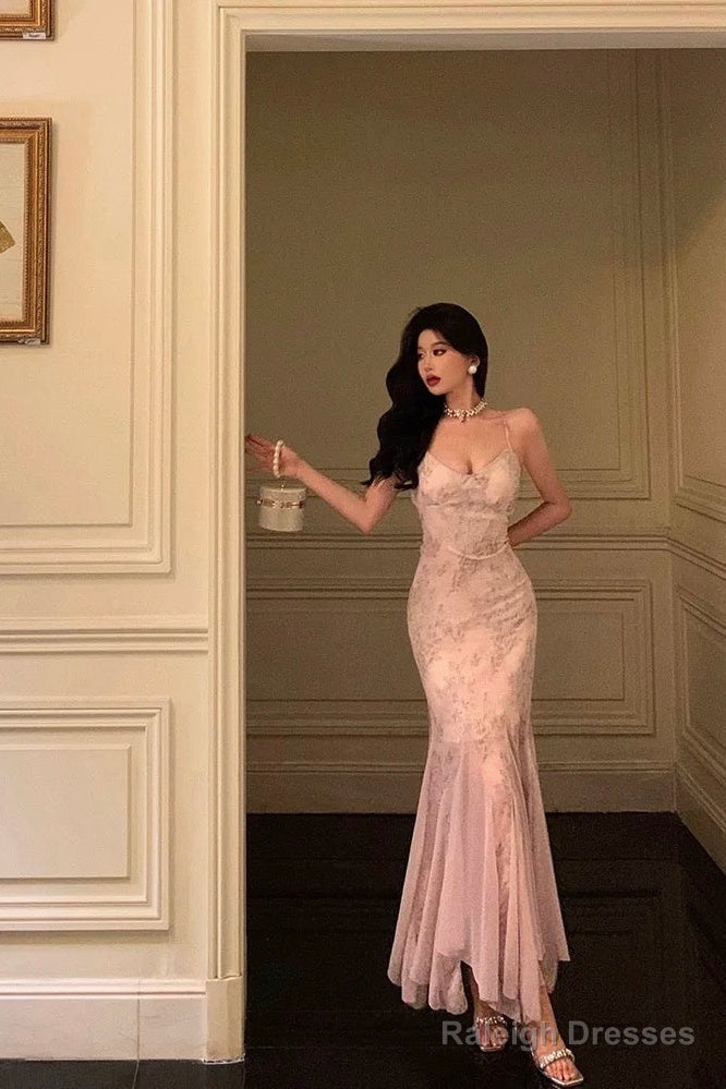 Stunning Mermaid Spaghetti Straps Lace Date Night Dress Prom Dresses Birthday Outfit