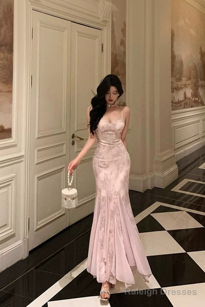 Stunning Mermaid Spaghetti Straps Lace Date Night Dresses Prom Dress Birthday Outfit