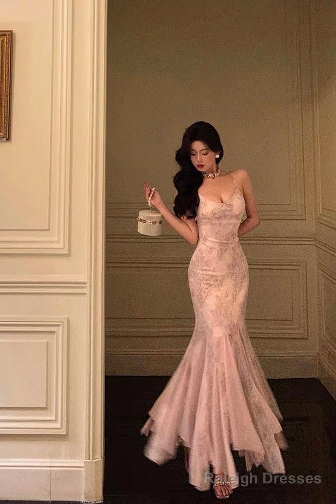 Stunning Mermaid Spaghetti Straps Lace Date Night Dresses Prom Dress Birthday Outfit Main image
