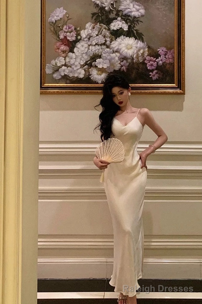 Stunning Mermaid Spaghetti Straps White Date Night Dresses Prom Dress Birthday Outfit