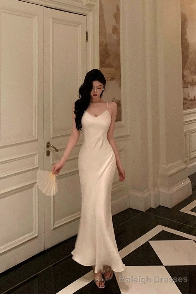 Stunning Mermaid Spaghetti Straps White Date Night Dress Prom Dresses Birthday Outfit Main image