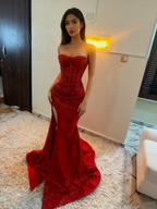 Stunning Mermaid Sweetheart Red Slit Sequin Prom Dress Inspiration Prom Dresses Princess Graduation Dresses