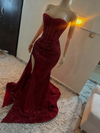 Stunning Mermaid Sweetheart Red Slit Sequin Prom Dress Inspiration Prom Dresses Princess Graduation Dresses