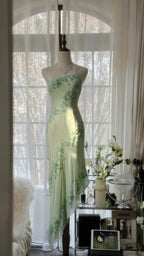 Stunning Mint Green One Shoulder Chiffon Beaded Bias-cut Skirt Prom Dress