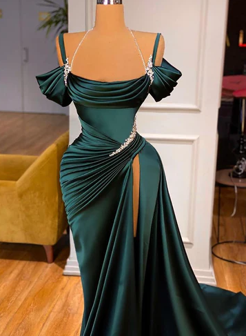 STUNNING OFF-THE-SHOULDER MERMAID PROM Dresses RUFFLES WITH HIGH SPLIT Secondary image
