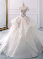 Stunning Off The Shoulder Flower Ball Gowns Lace Wedding Dress