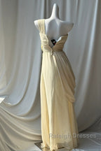 Stunning One Shoulder Beaded Sequin Chiffon Prom Dresses Long Prom Dresses Simple Wedding Dresses