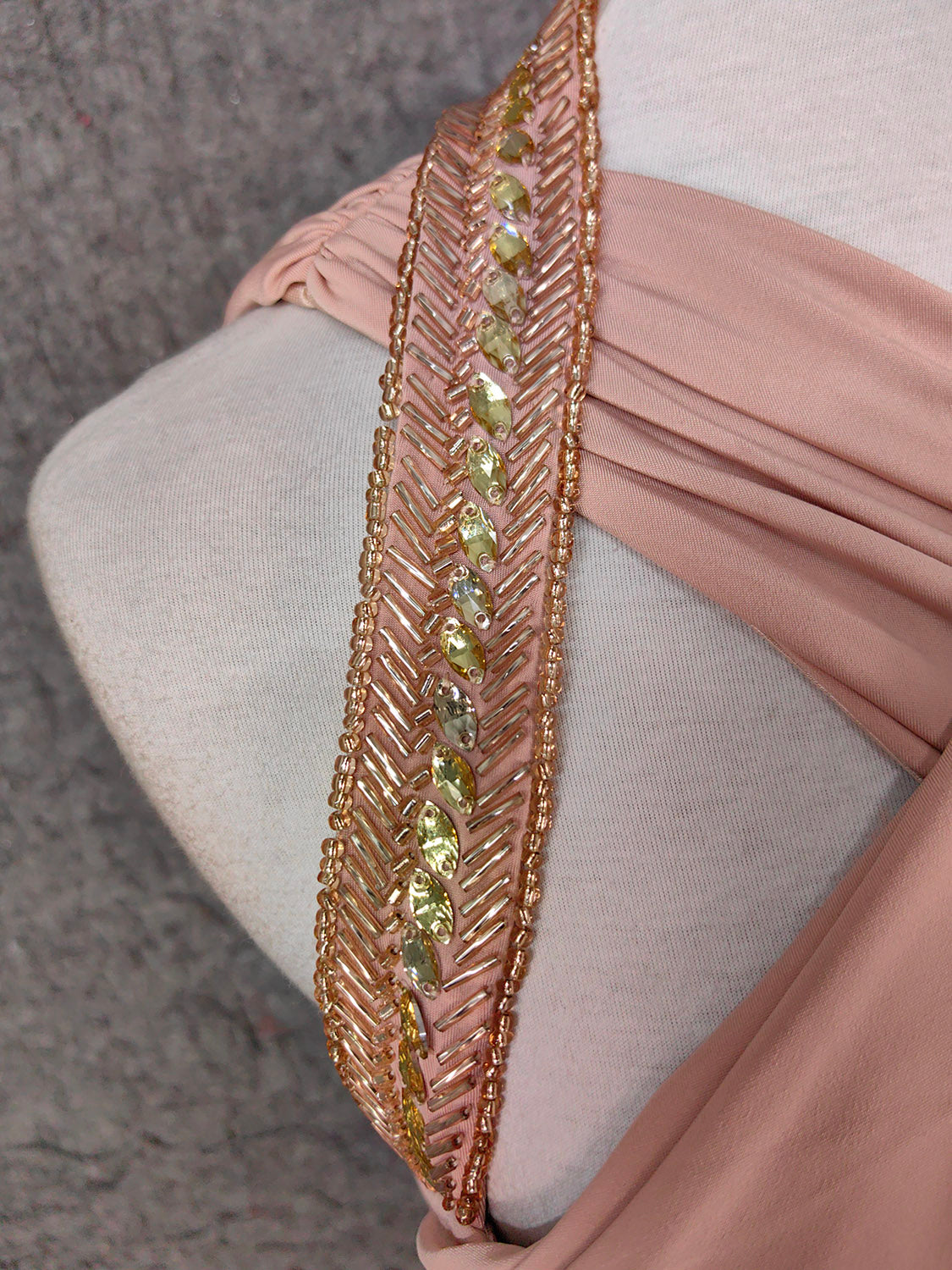 Stunning Pink Sleeveless Cross Neck Beaded Satin Long Formal Prom Dress