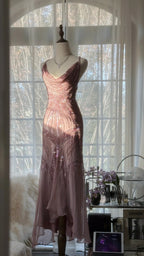 Stunning Pink Backless Beaded Chiffon Long Prom Dress