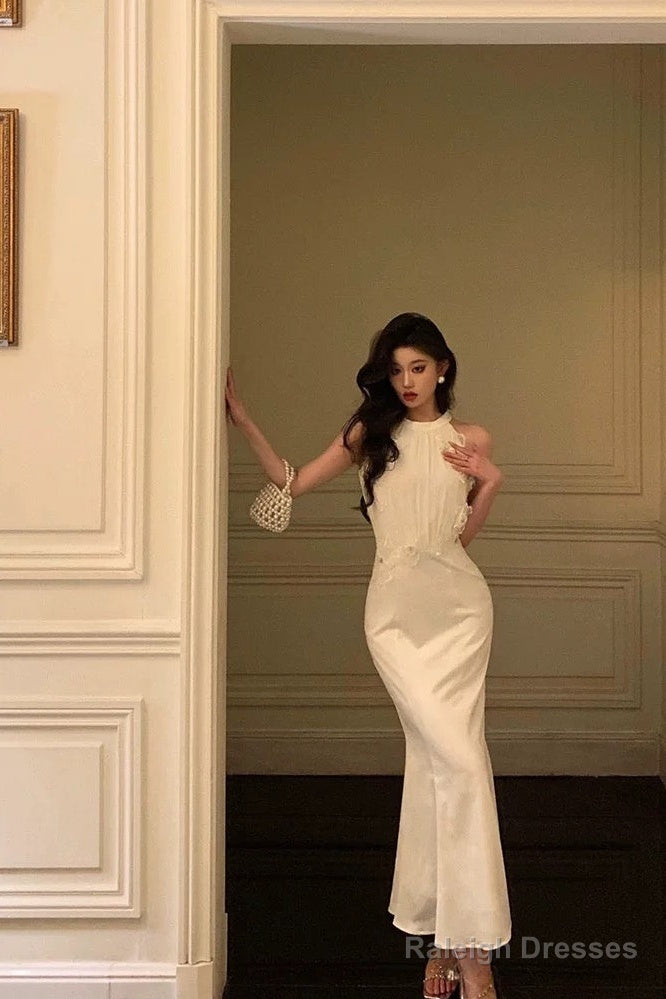 Stunning Sheath Jewel Neckline White Pleated Prom Dresses Birthday Outfit