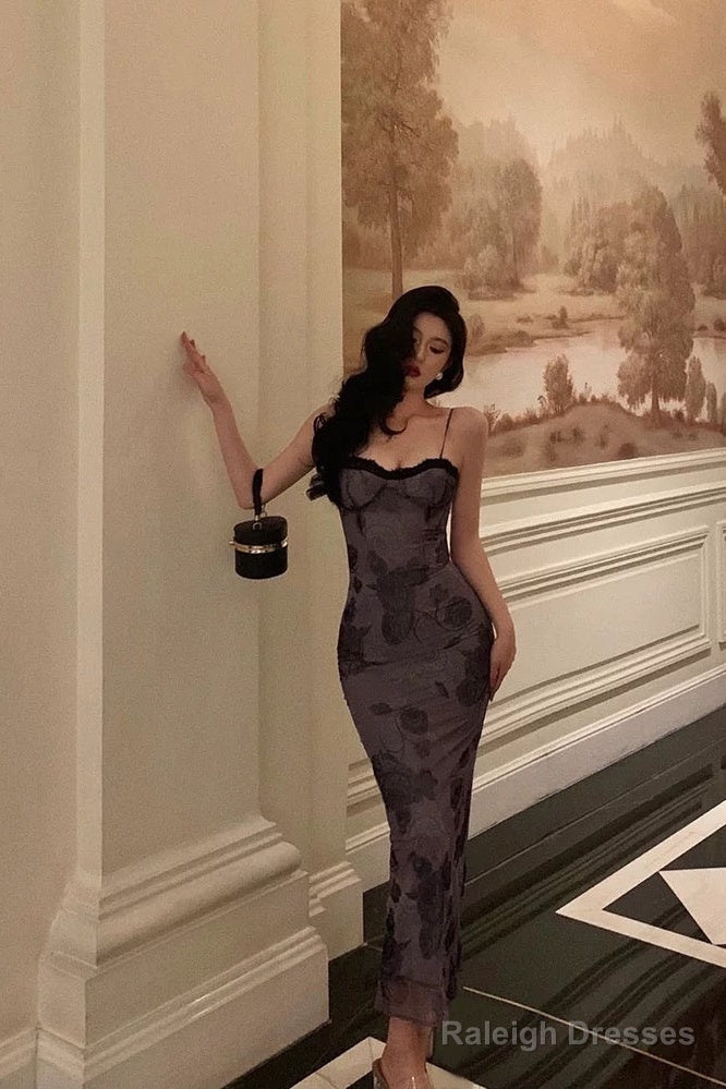 Stunning Sheath Spaghetti Straps Long Date Night Dress Prom Dresses Birthday Outfit