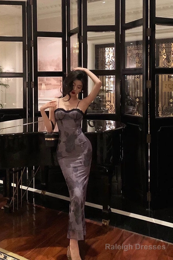 Stunning Sheath Spaghetti Straps Long Date Night Dress Prom Dresses Birthday Outfit