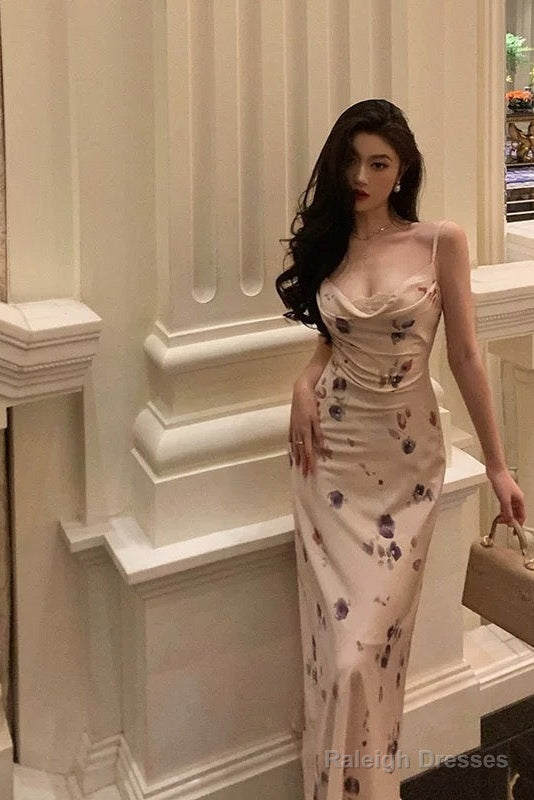 Stunning Sheath Spaghetti Straps Sleeveless Floral Date Night Dress Prom Dresses Birthday Party Outfit