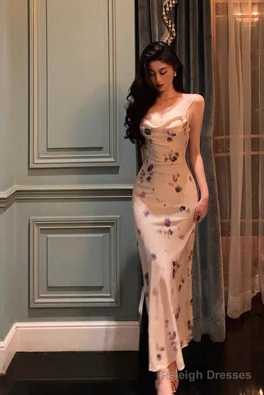 Stunning Sheath Spaghetti Straps Sleeveless Floral Date Night Dress Prom Dresses Birthday Party Outfit