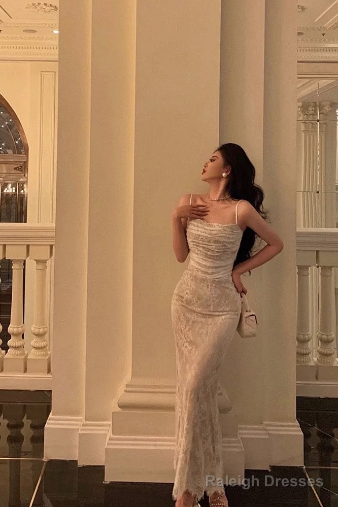 Stunning Sheath Spaghetti Straps Sleeveless Lace Date Night Dress Prom Dresses Birthday Party Outfit