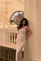 Stunning Sheath Spaghetti Straps Sleeveless Lace Date Night Dress Prom Dresses Birthday Party Outfit