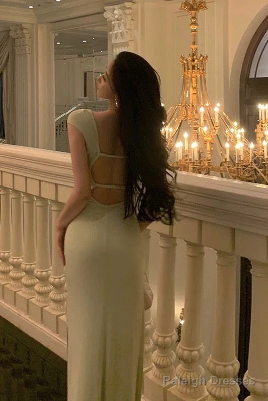 Stunning Sheath Square Neckline Cap Sleeves Mint Green Date Night Dress Prom Dresses Birthday Party Outfit Secondary image