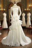 Stunning White Strapless Mermaid Organza Long Prom Dress Simple Wedding Dress