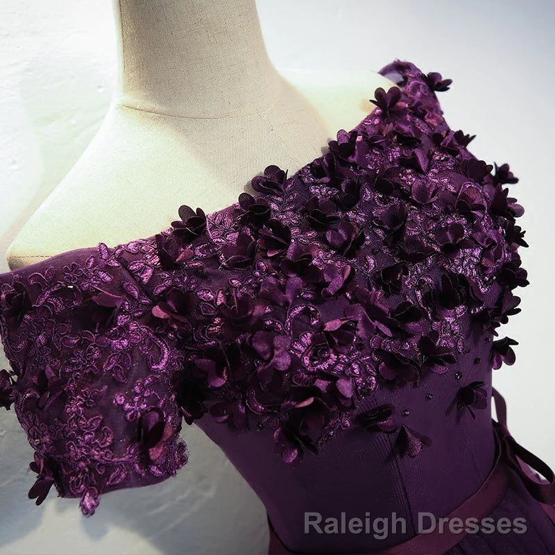 Stylish Dark Purple High Low Formal Dress , Cute Prom Dresses, Purple Homecoming Dress Secondary image