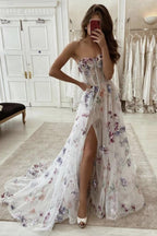 Stylish Lace Long A-Line Prom Dresses Prom Dresses