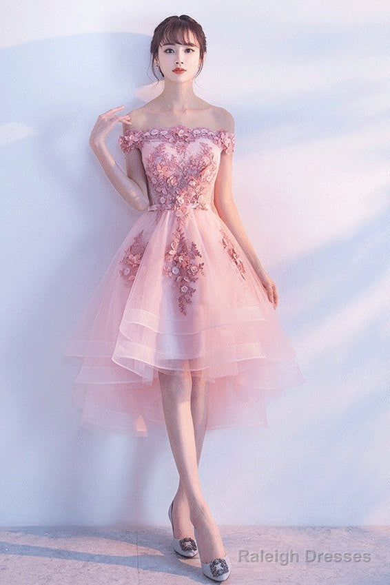 Stylish Pink Off The Shoulder Homecoming Dress, Lovely Pink Party Dress