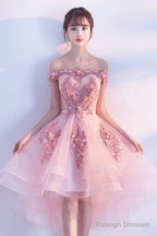 Stylish Pink Off The Shoulder Homecoming Dresses Lovely Pink Prom Dresses
