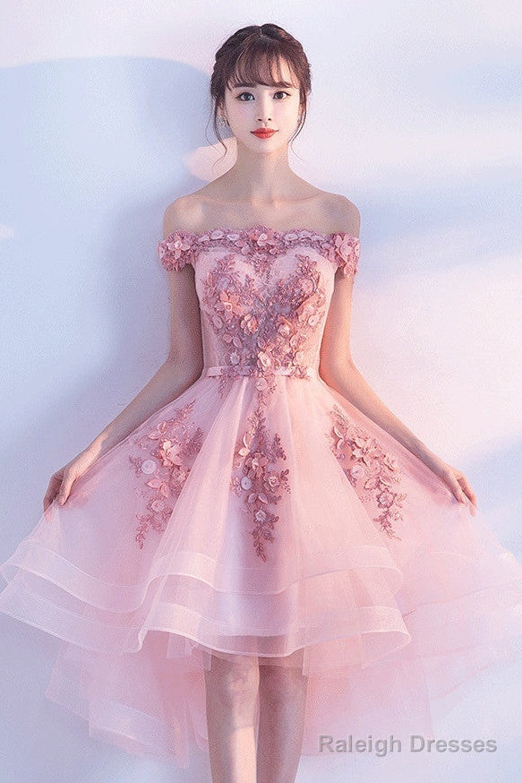 Stylish Pink Off The Shoulder Homecoming Dresses Lovely Pink Prom Dresses