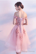 Stylish Pink Off The Shoulder Homecoming Dress, Lovely Pink Party Dress