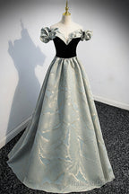 Stylish Satin Long A-Line Prom Dress, Off the Shoulder Evening Party Dress