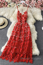 Stylish V Neck Lace Dress A Line Party Dress Long Prom Dress,Sexy Party Dresses