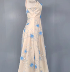 Sweet A-Line 3D Floral Embroidery Tulle Long Formal Prom Dress