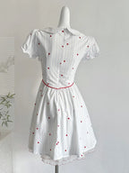 Sweet And Cute White Doll Collar Printed A-Line Short 16Th Birthday Homecoming Dress