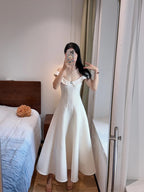 Sweet And Elegant Pink A-Line Off-Shoulder Satin Formal Prom Dress