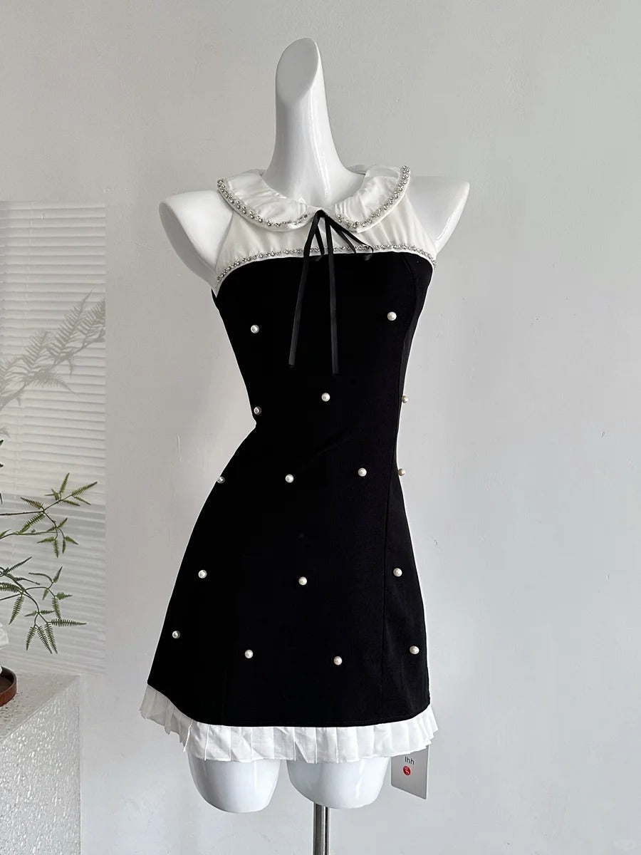 Sweet Black Baby Doll Collar Pearl Satin A-Line 17Th Birthday Homecoming Dress Secondary image
