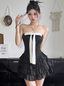 Sweet Black Tube Top Bowknot Herringbone Cake Skirt Homecoming Dress