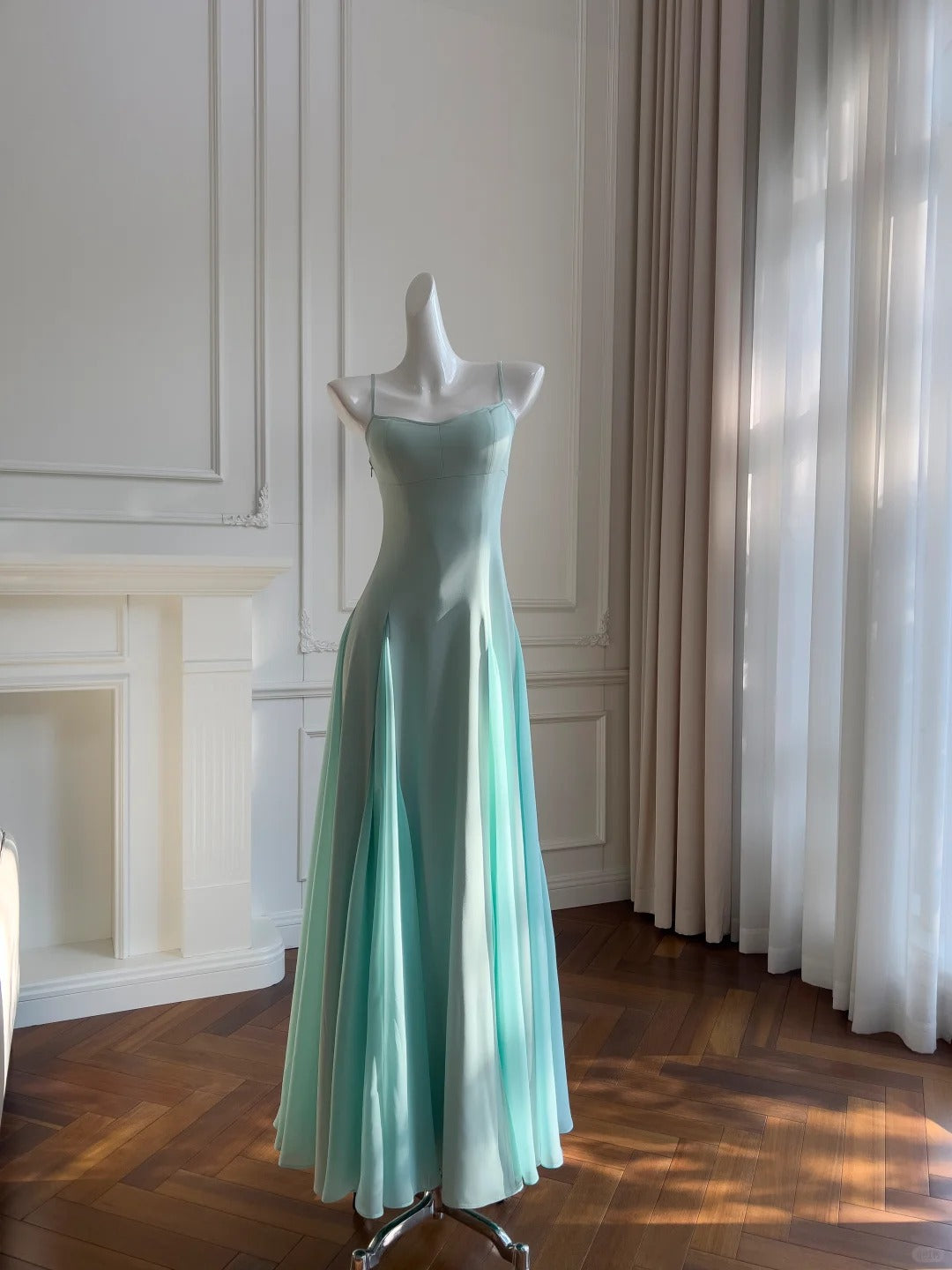 Sweet A-Line Strap Chiffon Long Formal Prom Dress Main image