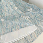 Sweet Blue And White Gradient A-Line Halter Neck Chiffon Long Formal Prom Dress