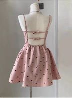 Sweet Bow Backless Pink Sling Puffy Birthday Dress Homecoming Dress