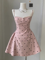 Sweet Bow Backless Pink Sling Puffy Birthday Dress Homecoming Dress