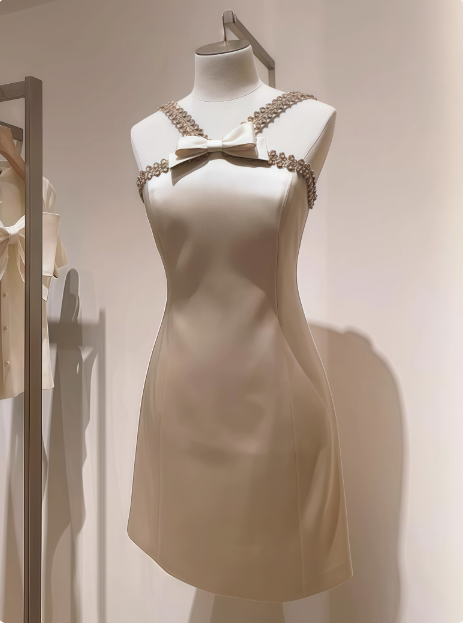 Sweet Bow Satin Slim Birthday Short Skirt Homecoming Dress Main image