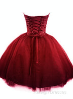 Sweet Burgundy Tulle Ball Party Dress , Homecoming Dress