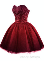 Sweet Burgundy Tulle Ball Party Dress , Homecoming Dress