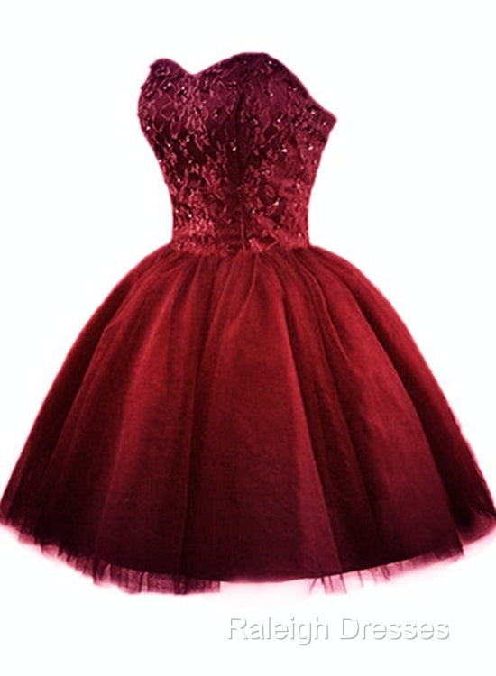 Sweet Burgundy Tulle Ball Party Dress , Homecoming Dress